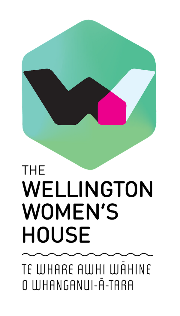 Logo of The Wellington Women's House with a green hexagon and black, white, and pink design.